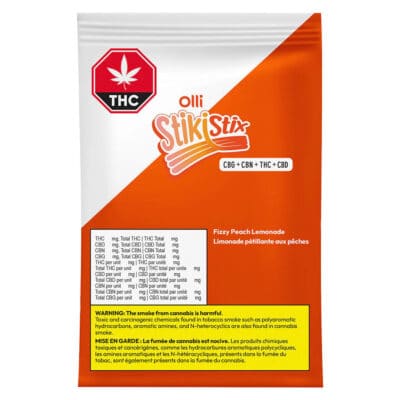 Olli Fizzy Peach Lemonade 1:1:1:1 CBG/CBN/THC/CBD 1x10g Soft Chew