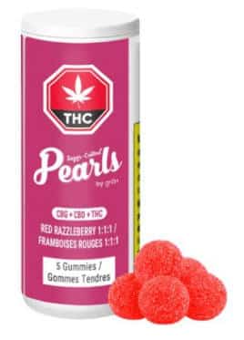 Pearls Red Razzleberry 1:1:1 CBG/CBD/THC 5 x 3.5g Soft Chews