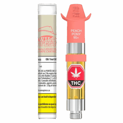 Wild West 96+ Peach Pony Liquid Diamond 0.95g Prefilled Vape Cartridge