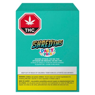 Shred'ems Multipack of 10, Shred'ems Shark Attack MAX10 Party Pack 10 x 10mg THC Soft Chews