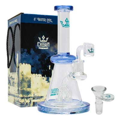 Bent Neck Crown Glass 8 Inches Glass Dab Rig and Bong