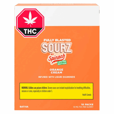 Sourz by Spinach Multipack of 10, Fully Blasted Orange Cream Soft Chews