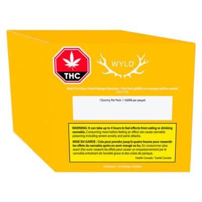 Wyld Multipack of 10, Wyld Sour Peach Mango 3:1 CBG:THC (30mg CBG:10mg THC) Soft Chews