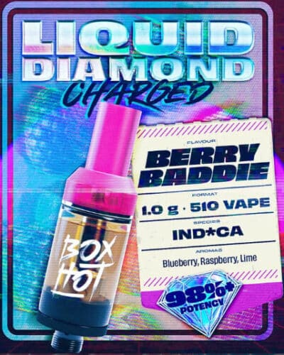 BOXHOT Berry Baddie Liquid Diamond Charged 1g Prefilled Vape Cartridge